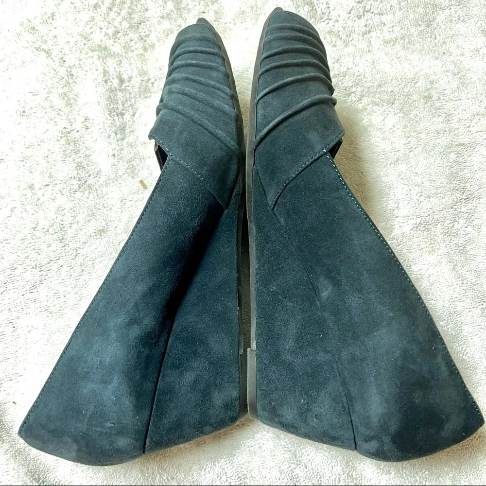 VANELI Women's Pewter Navy peep toe wedge Shimmer size 9N
